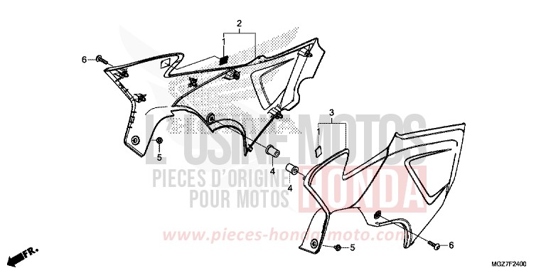 SIDE COVER for CB500X ABS MAT GUNPOWDER BLACK METALLIC (NH436) from 2014